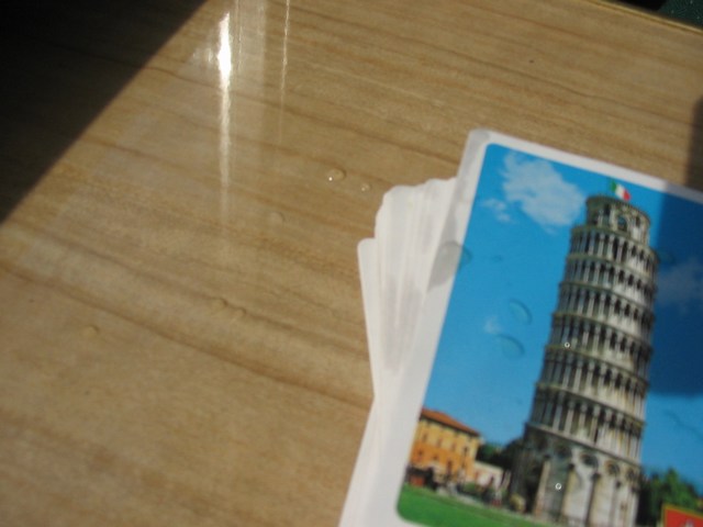 Italy: Some of the tea that was spit all over the place...it was spit on the cards on accident as well