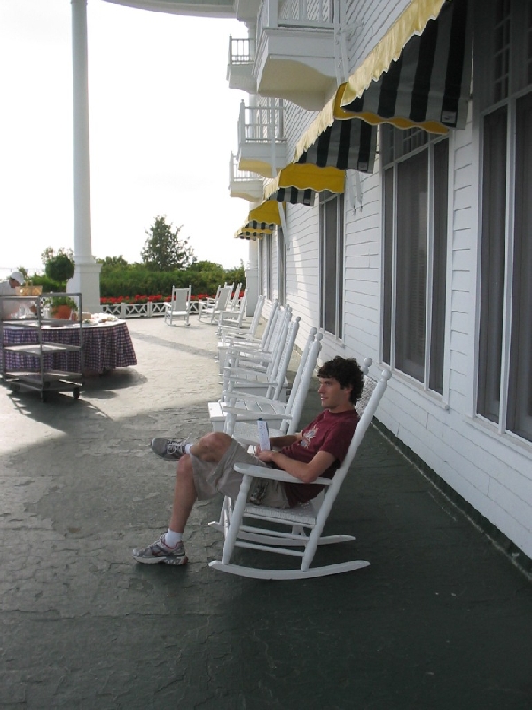 Relaxing on the coolest porch ever