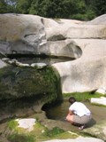 The pond with someone washing their hands